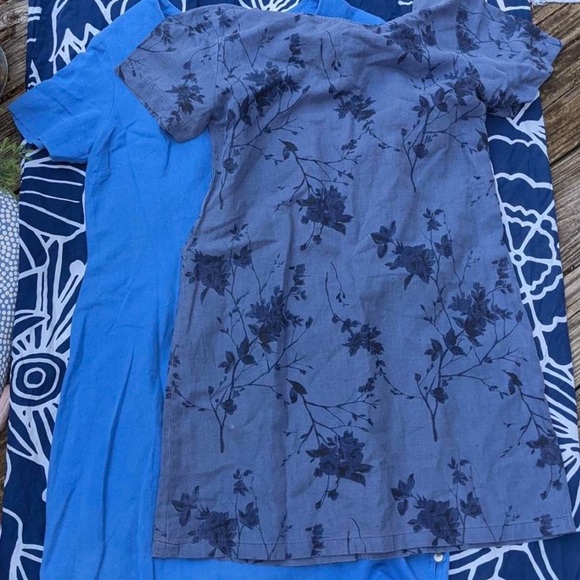 Vintage Coldwater Creek Blue Floral Linen Dress, Size Medium - Picture 3 of 3